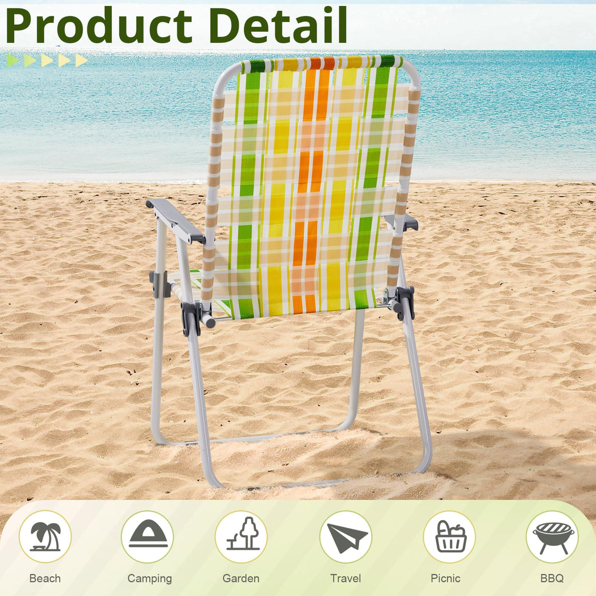2 Pack Green Foldable Beach Chairs M203899