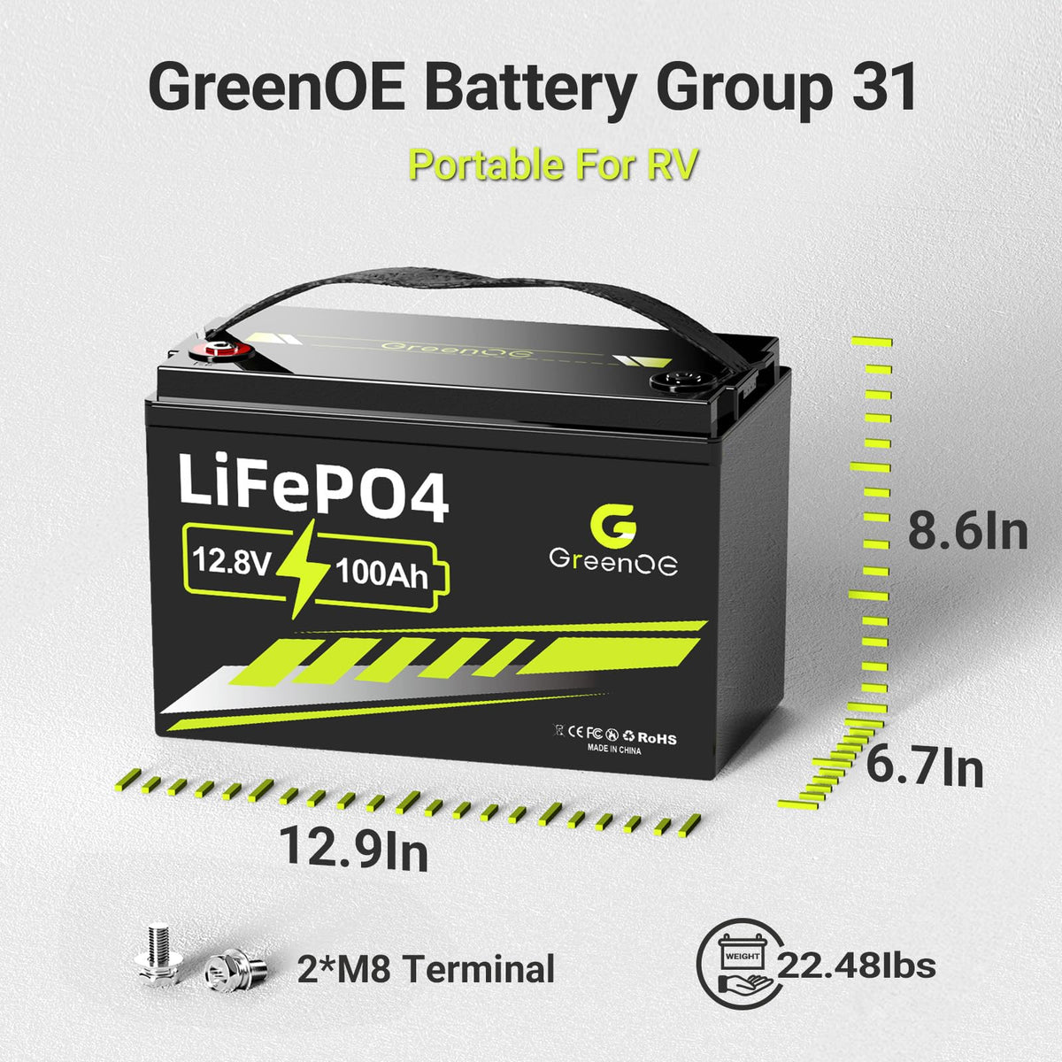 12V 100Ah LiFePO4 Deep Cycle Battery K8455