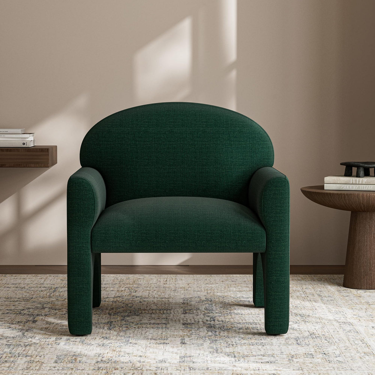 Green Upholstered Accent Chair Set of 2 with Rubber Wood Legs W896693