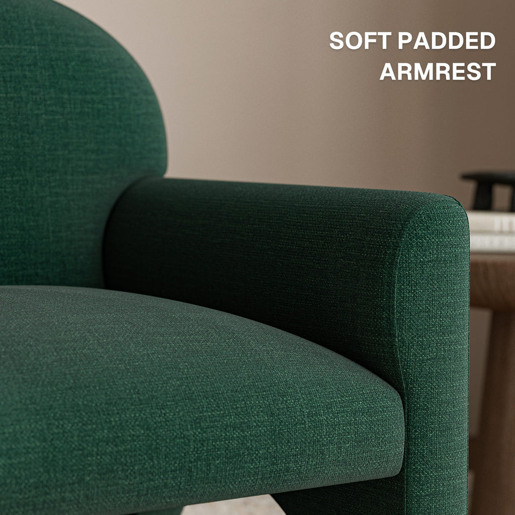 Green Upholstered Accent Chair Set of 2 with Rubber Wood Legs W896693