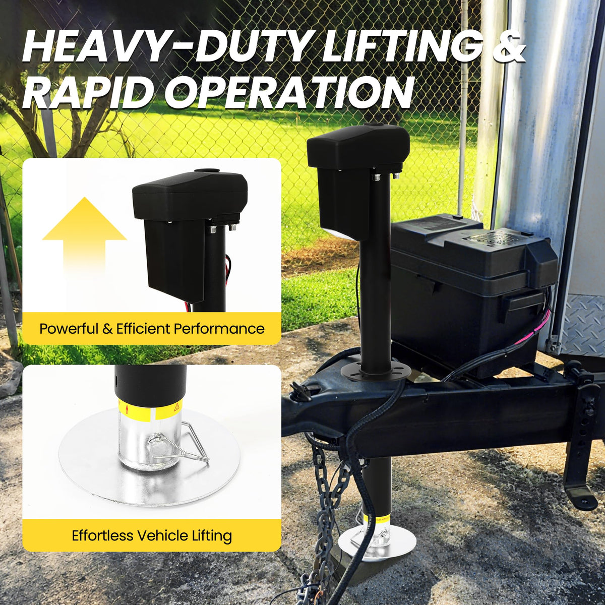 12V Electric Tongue Jack 4000lb A-Frame Heavy Duty Trailer Jack with Drop Foot & LED Light Z743