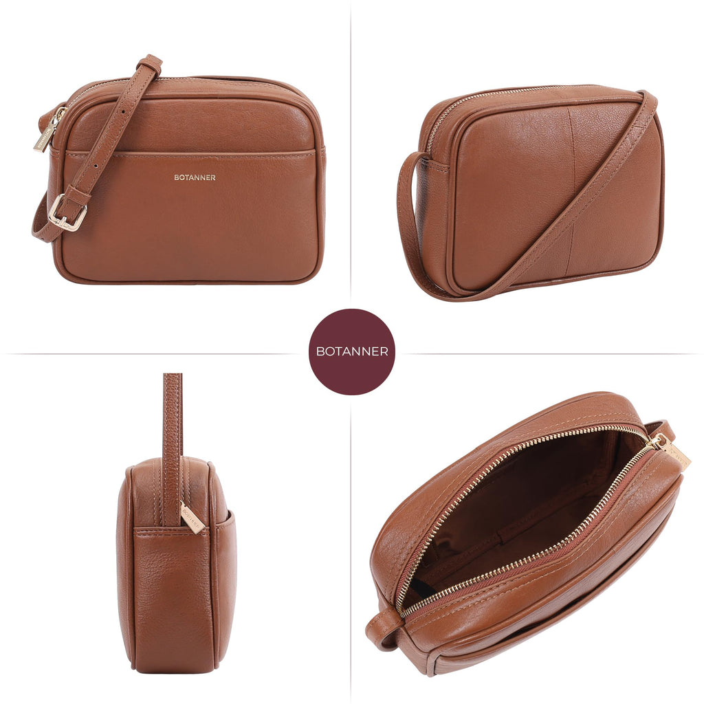 Genuine Leather Crossbody Bag with Adjustable Strap M4665