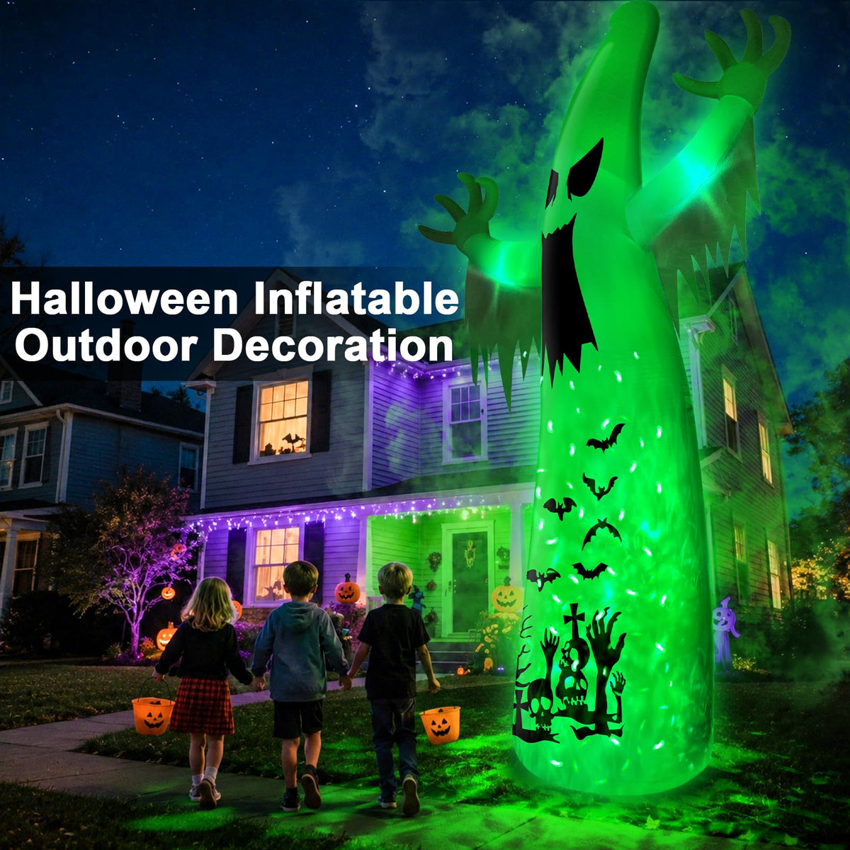 14 Ft Inflatable Ghost Outdoor Decoration with Flame Light Y87100