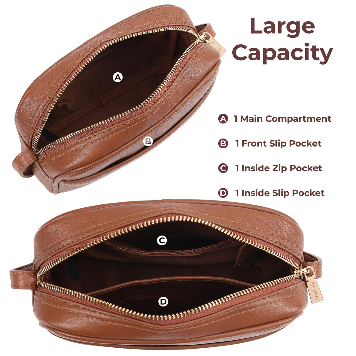 Genuine Leather Crossbody Bag with Adjustable Strap M4665
