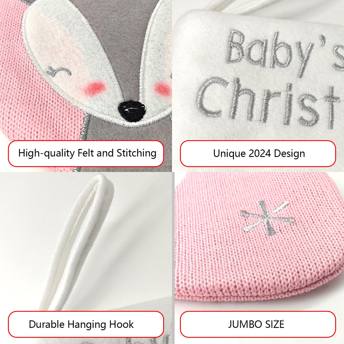 Pink Grey Christmas Stocking S2677