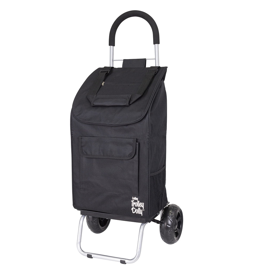 Black Foldable Shopping Cart with Wheels and Removable Bag U387