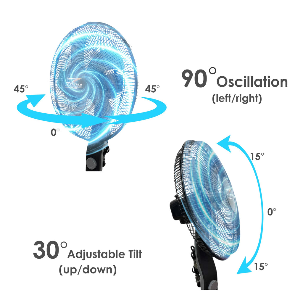 Black 2 Pack 16 inch Pedestal Stand Fan K865