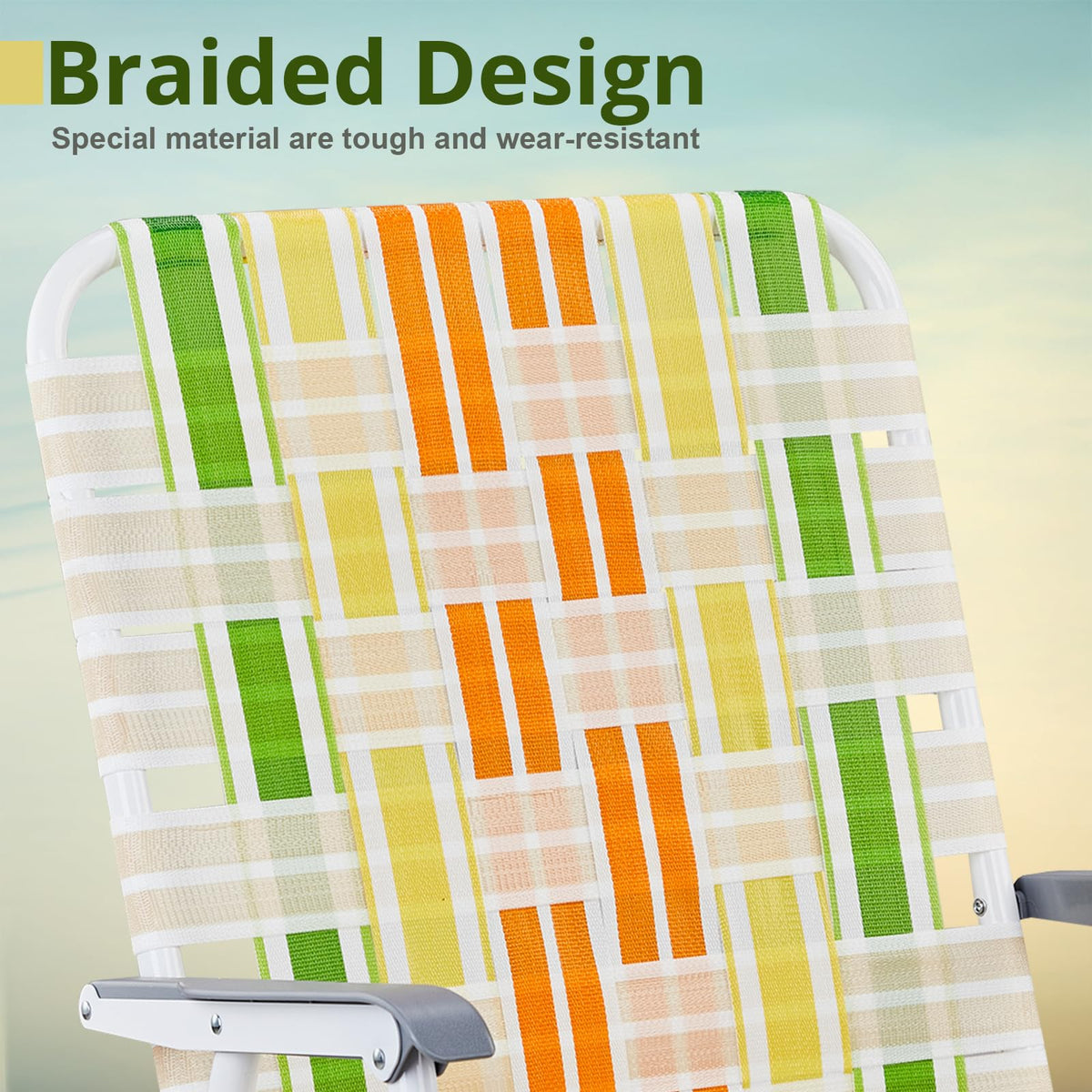 Yellow & Green Set of 2 Oversized Foldable Beach Chairs P2412