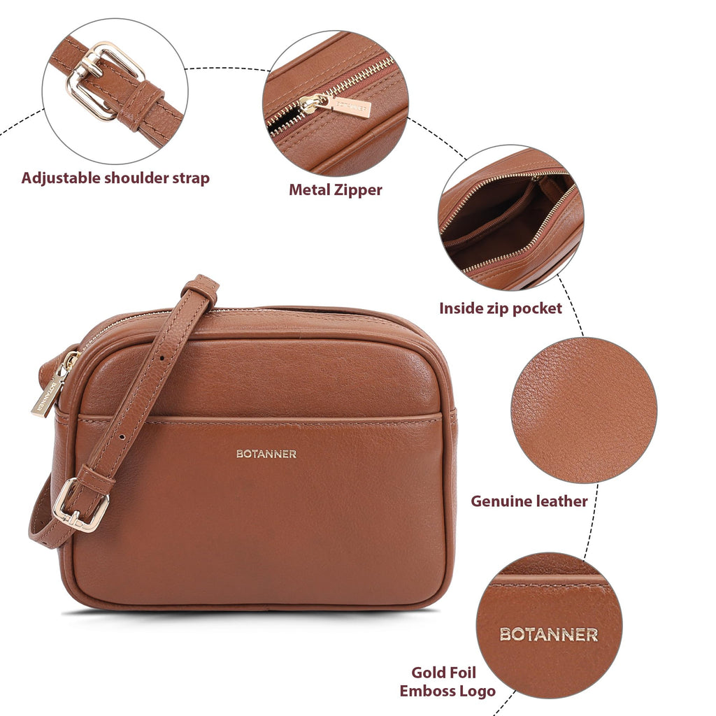 Genuine Leather Crossbody Bag with Adjustable Strap M4665