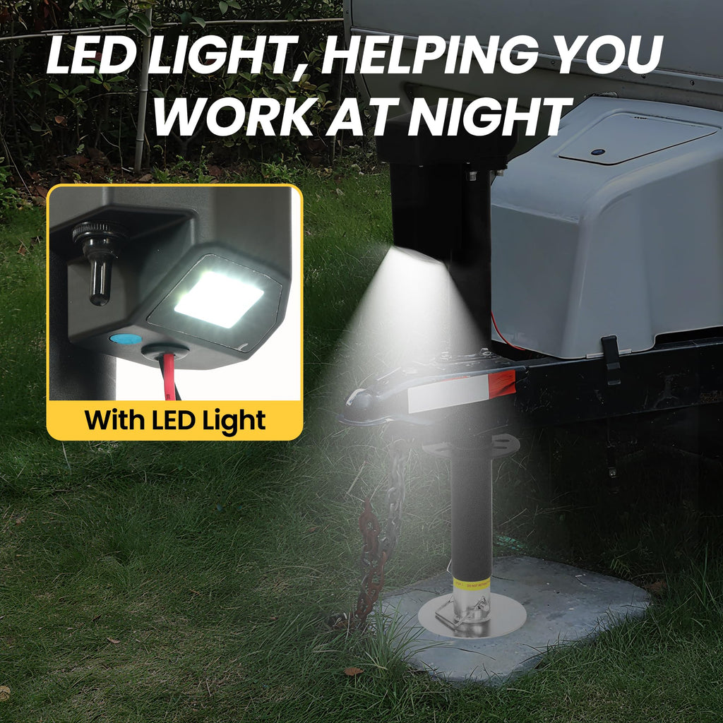 12V Electric Tongue Jack 4000lb A-Frame Heavy Duty Trailer Jack with Drop Foot & LED Light Z743