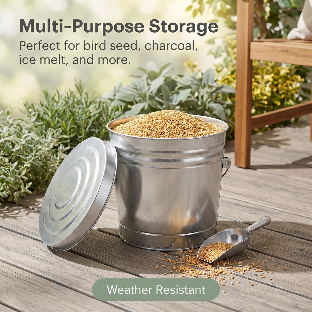 Galvanized Steel 6 Gallon Trash Can with Locking Lid M9791