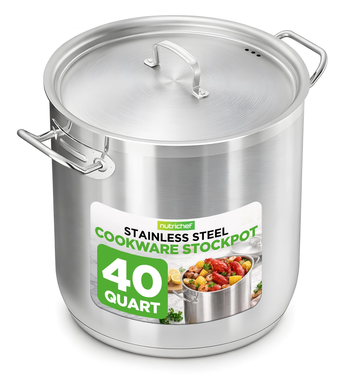 Stainless Steel Stock Pot with Lid 40 Qt F298481