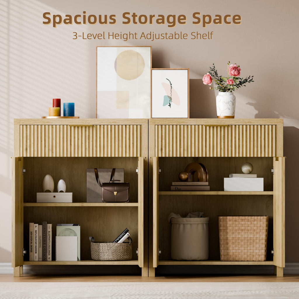 Natural Oak Storage Cabinet with Adjustable Shelves E85573