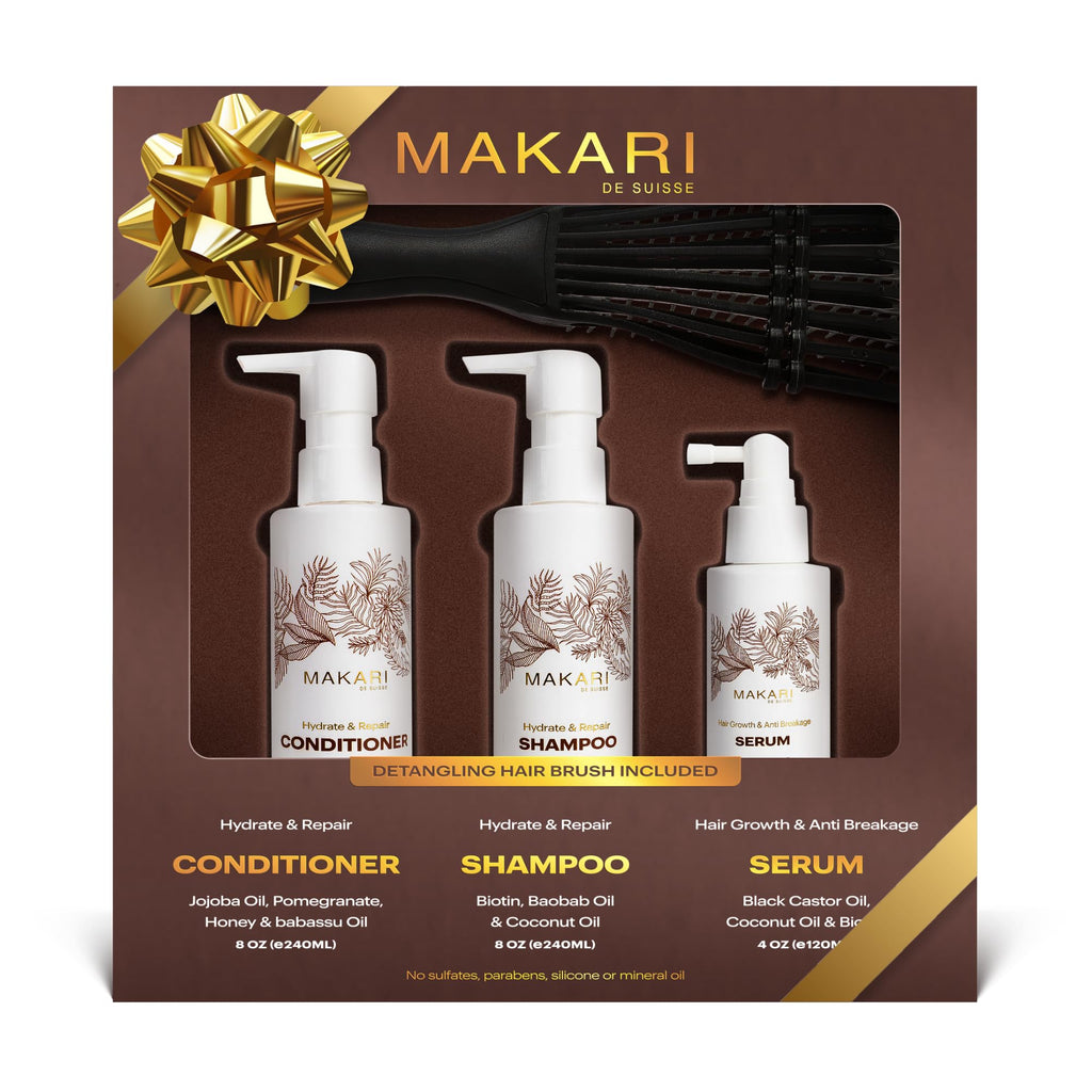 Hair Care Set with Shampoo, Conditioner, Serum & Brush J8850