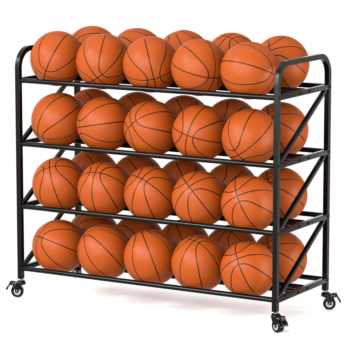 4-Tier 40-Ball Basketball Rack with Wheels X277098
