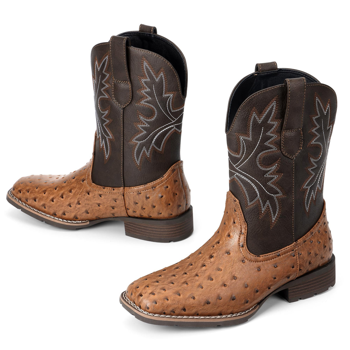 Cowboy Boots for Men with Embroidered Square Toe D30795