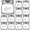 Wide Mouth Mason Jars 16oz with Airtight Lids and Bands X5761