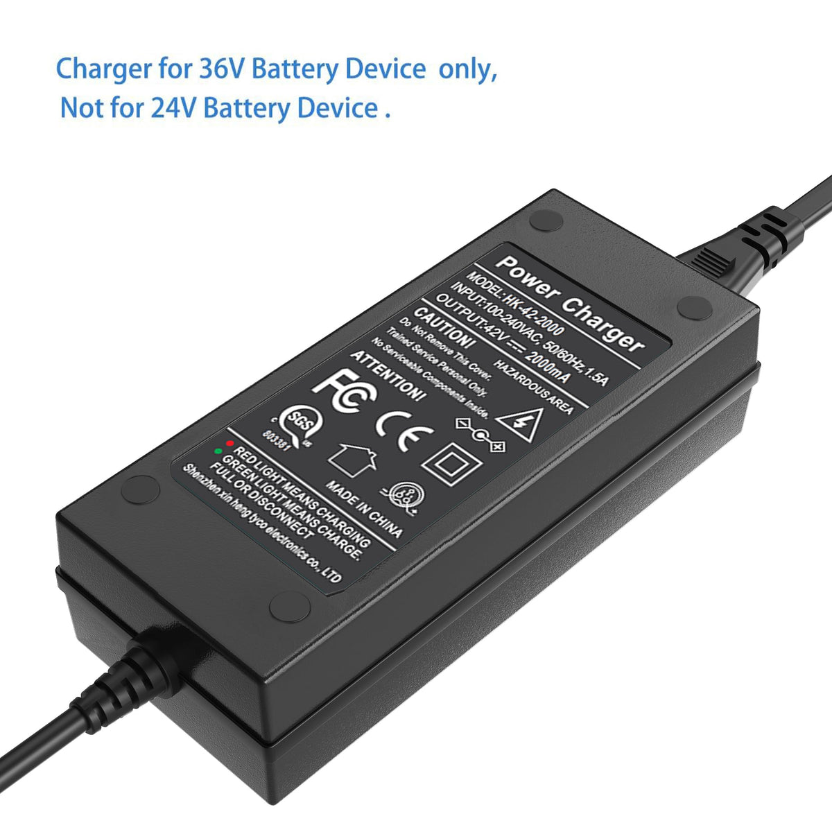42V 2A Power Adapter 3-Prong Inline Connector Lithium Battery Charger E97707