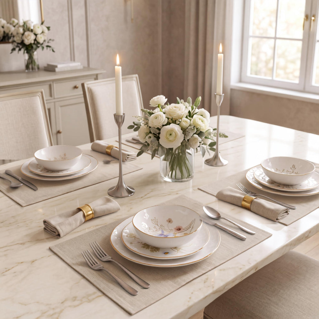 12-Piece Glossy White Porcelain Dinnerware Set for 4 U594