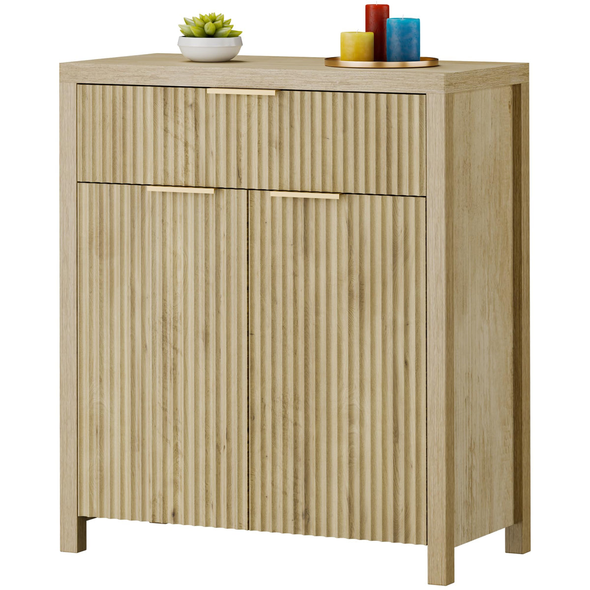 Natural Oak Storage Cabinet with Adjustable Shelves E85573
