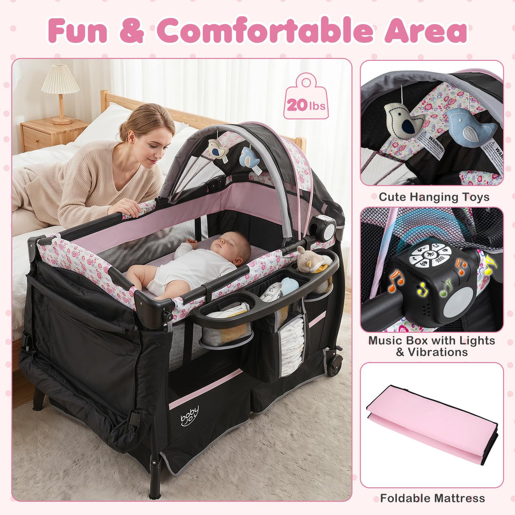 4 in 1 Pack and Play Portable Baby Playard with Bassinet P486