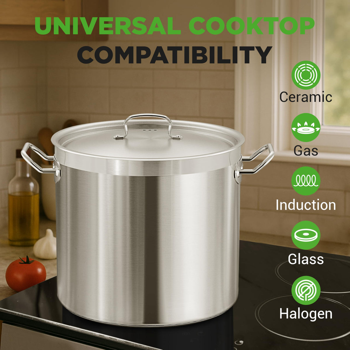 Stainless Steel Stock Pot with Lid 40 Qt F298481