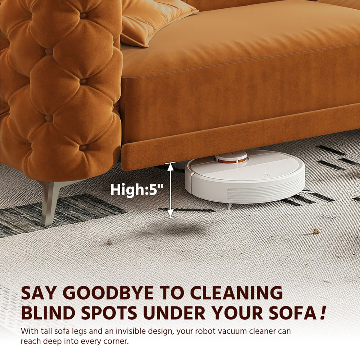 Velvet Convertible Sofa Bed with Ottomans H18096