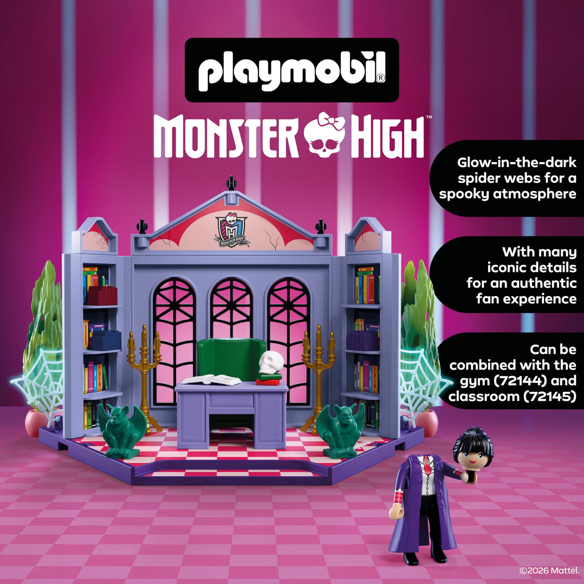 Monster High Office Playset with Desk and Glow-in-the-Dark Spider Webs D429