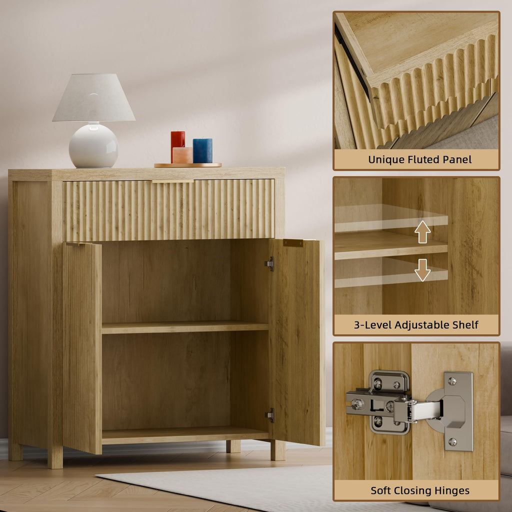 Natural Oak Storage Cabinet with Adjustable Shelves E85573