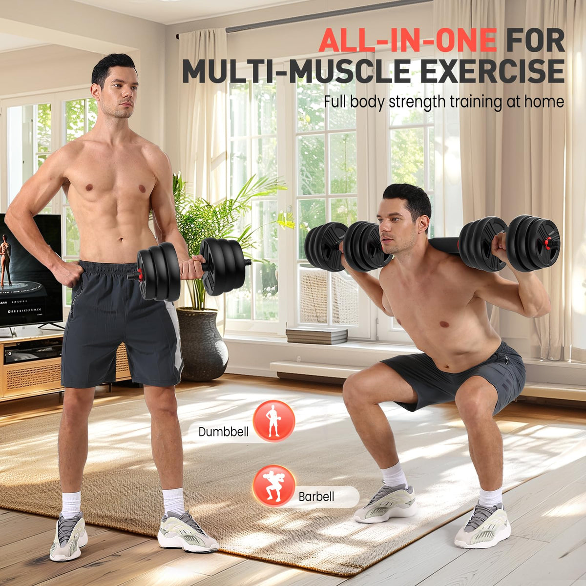 Adjustable Dumbbell Set 20/30/40/60/80 lb Free Weight Set C7660