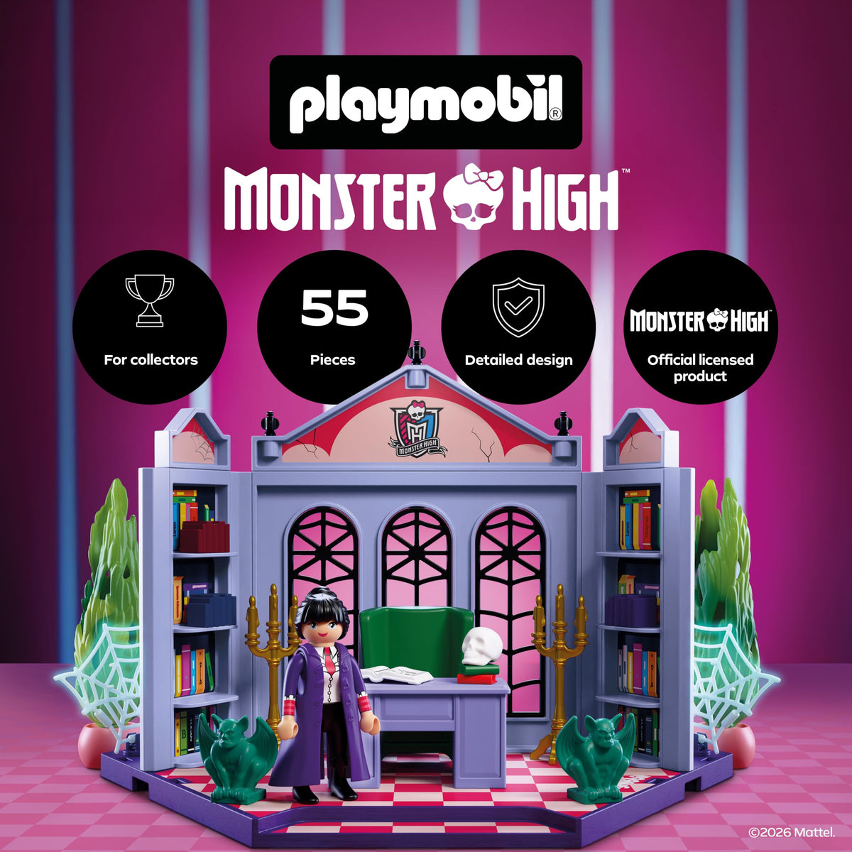 Monster High Office Playset with Desk and Glow-in-the-Dark Spider Webs D429