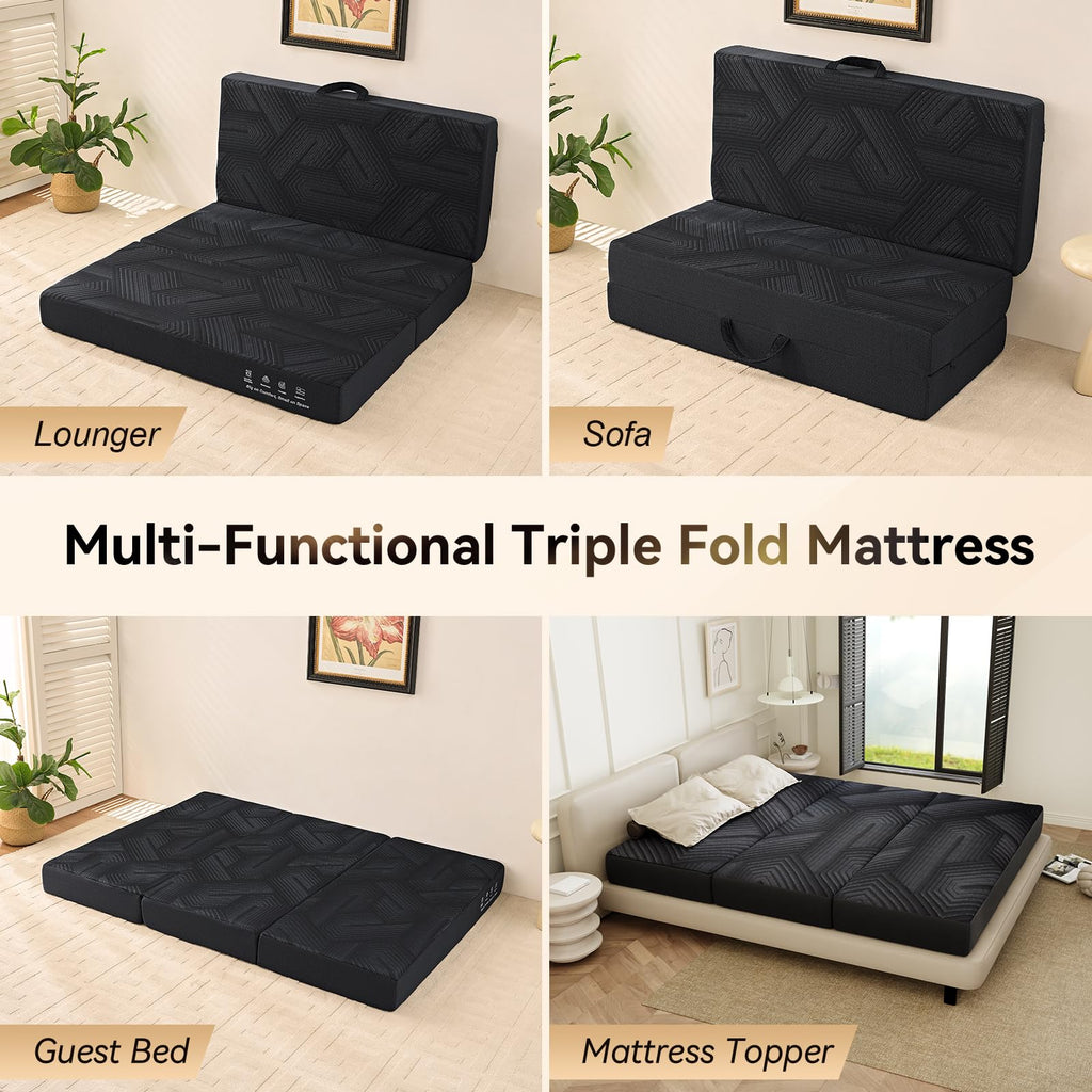 6 Inch Memory Foam Tri-Fold Twin Mattress with Washable Cover F2164