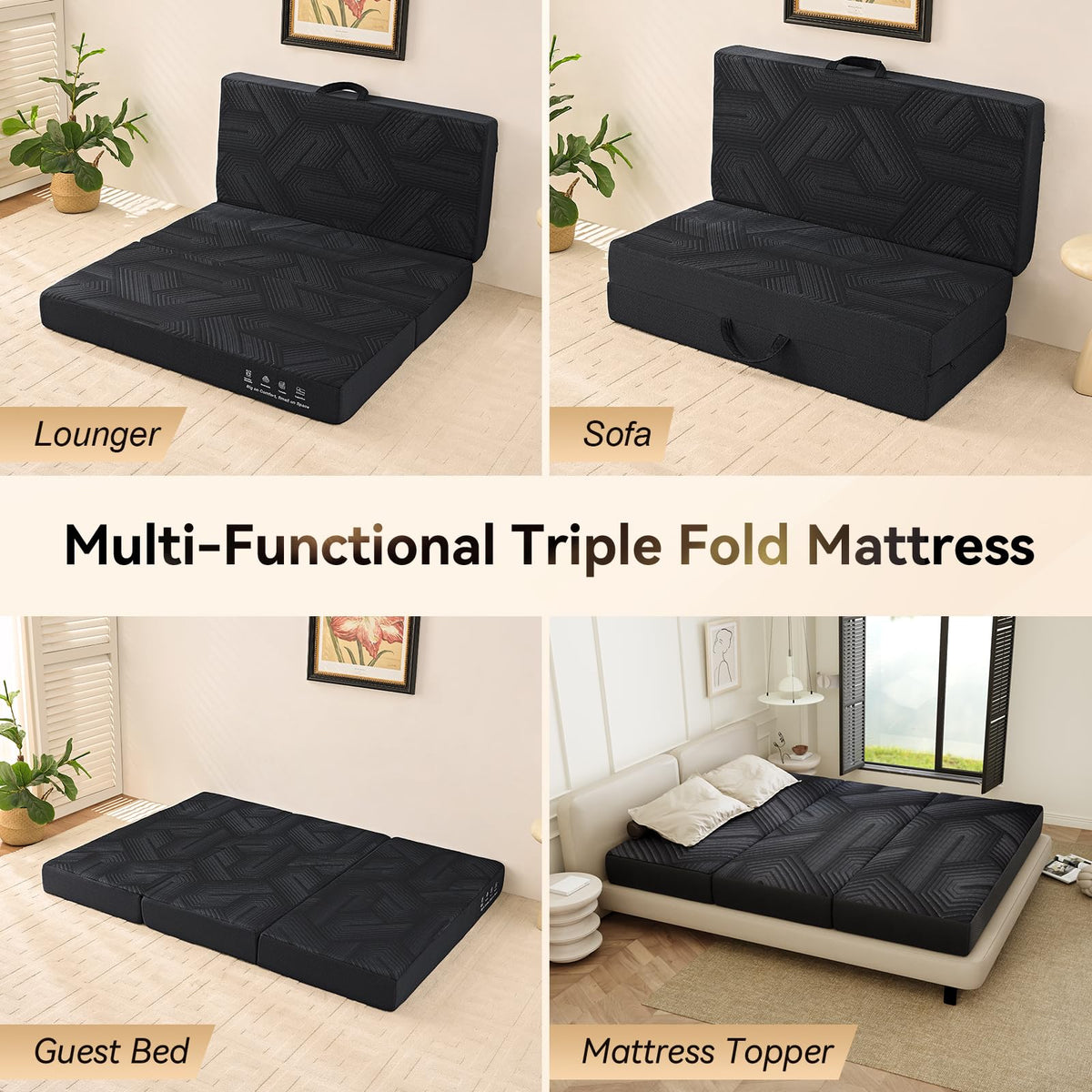 6 Inch Memory Foam Tri-Fold Twin Mattress with Washable Cover F2164