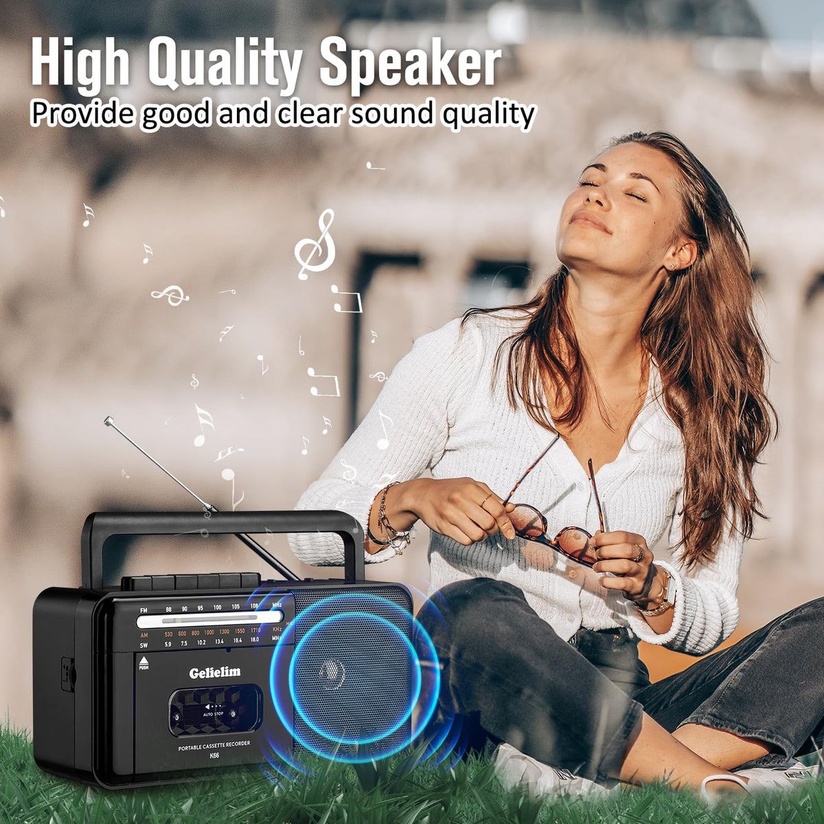 Cassette Tape Player Bluetooth Boombox AM/FM/SW Radio Stereo D668