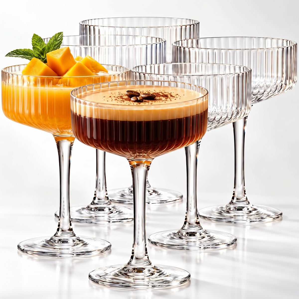 Ribbed Martini Glasses Set of 6 Z17974