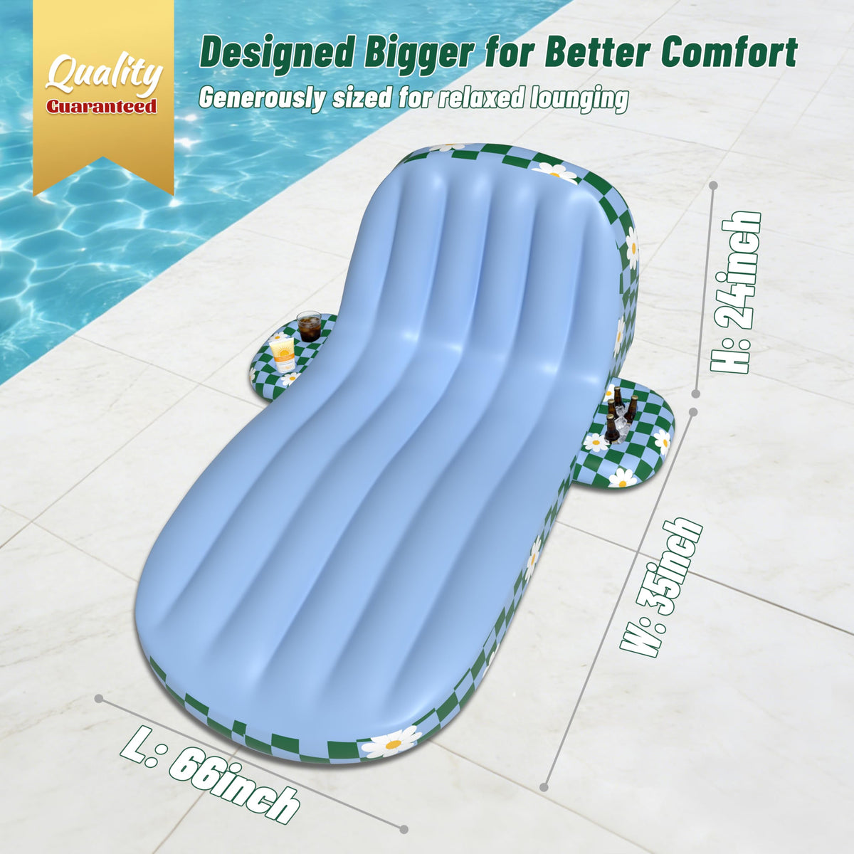 Inflatable Pool Lounger Float with Cup Holder G7584