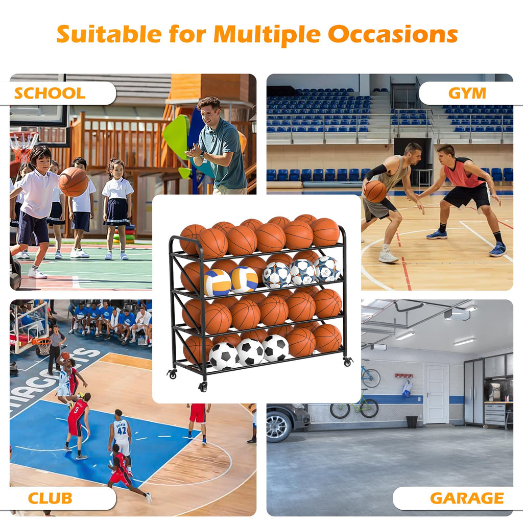 4-Tier 40-Ball Basketball Rack with Wheels X277098