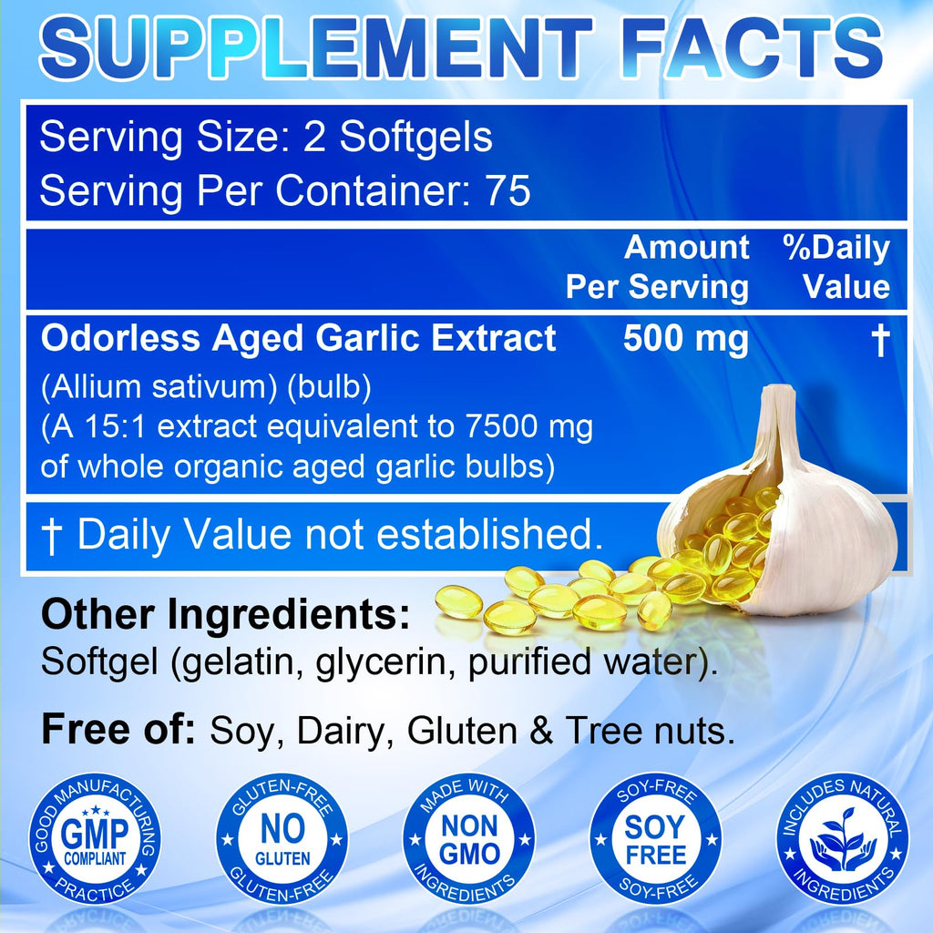 Odorless Organic Garlic Supplement 150 Softgels B3664