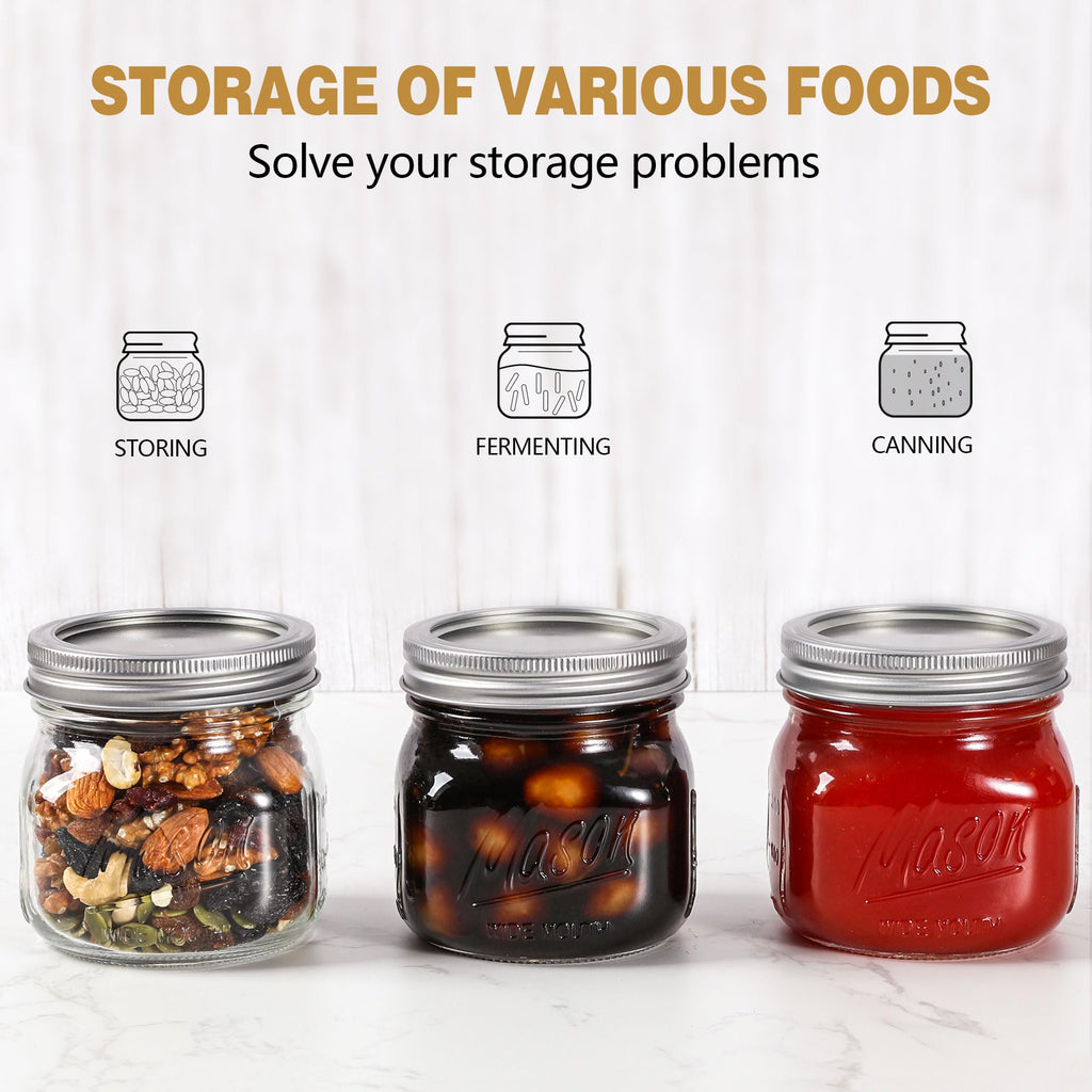 Wide Mouth Mason Jars 16oz with Airtight Lids and Bands X5761