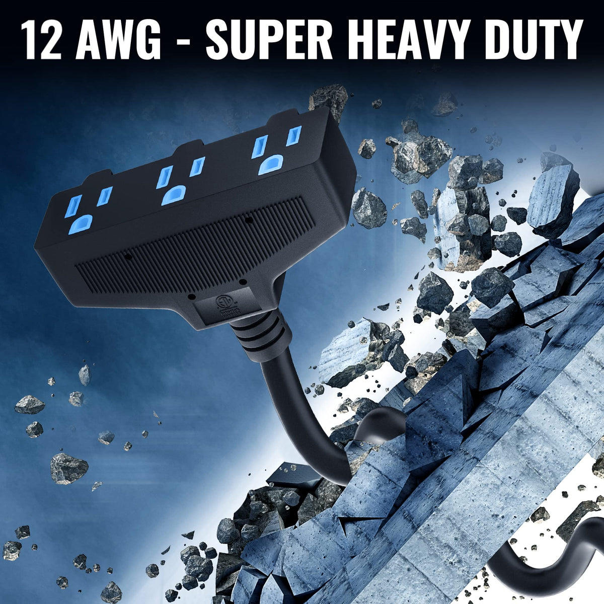 100 Ft 3 Outlet 12 Gauge Heavy Duty Outdoor Extension Cord E154
