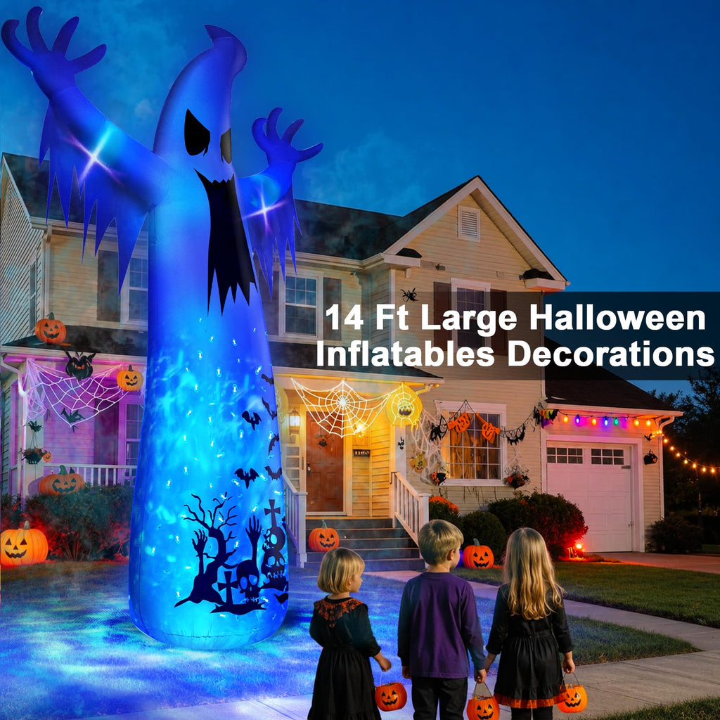 14 Ft Inflatable Ghost Outdoor Decoration with Flame Light Y87100