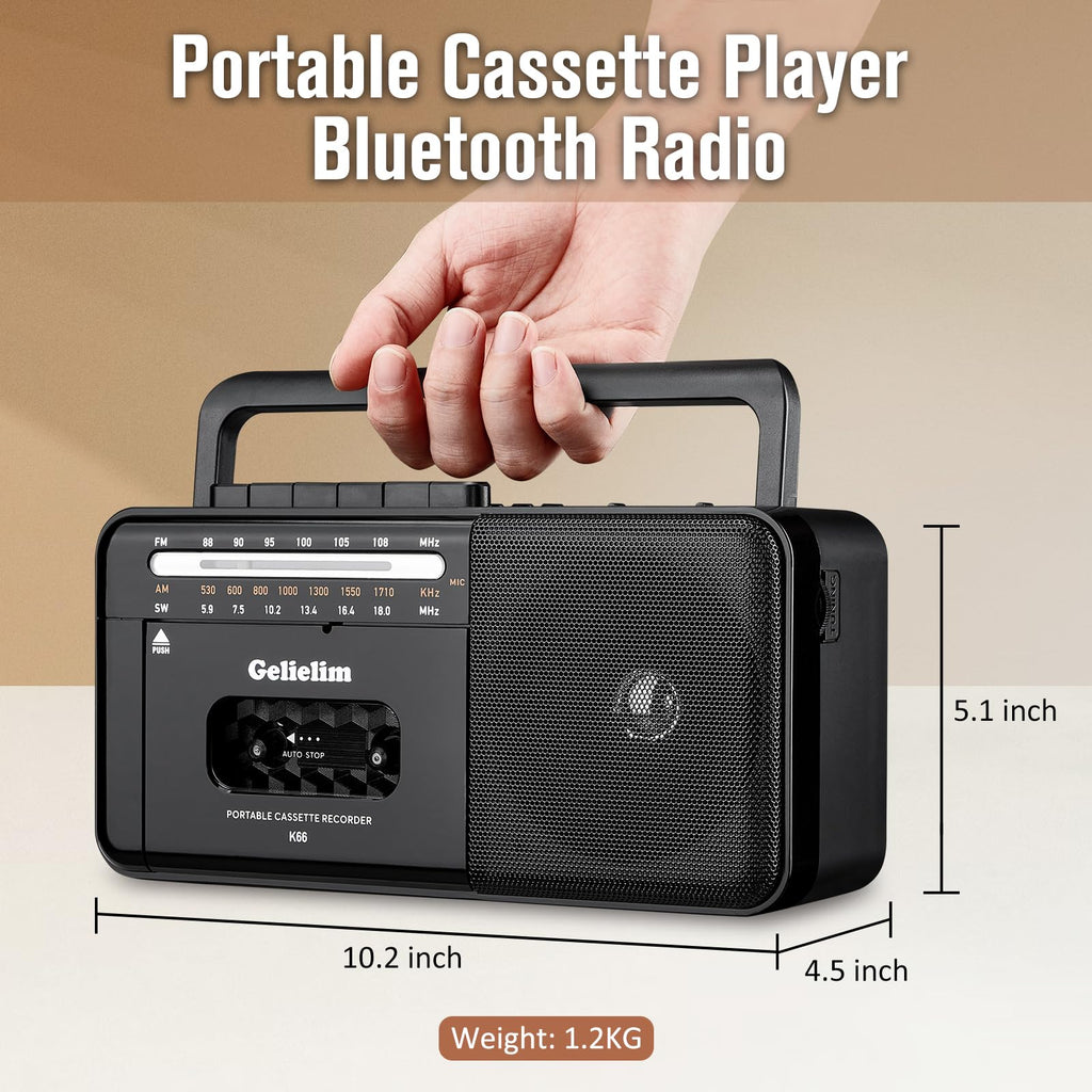 Cassette Tape Player Bluetooth Boombox AM/FM/SW Radio Stereo D668