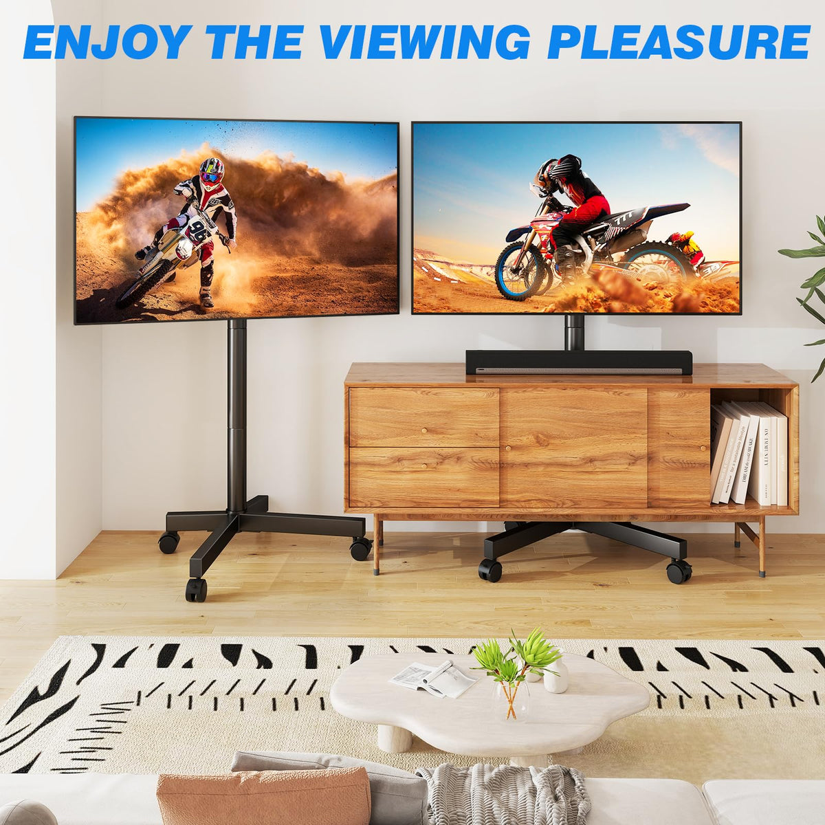 Mobile TV Cart Rolling TV Stand for 23-65 Inch Screens W989678