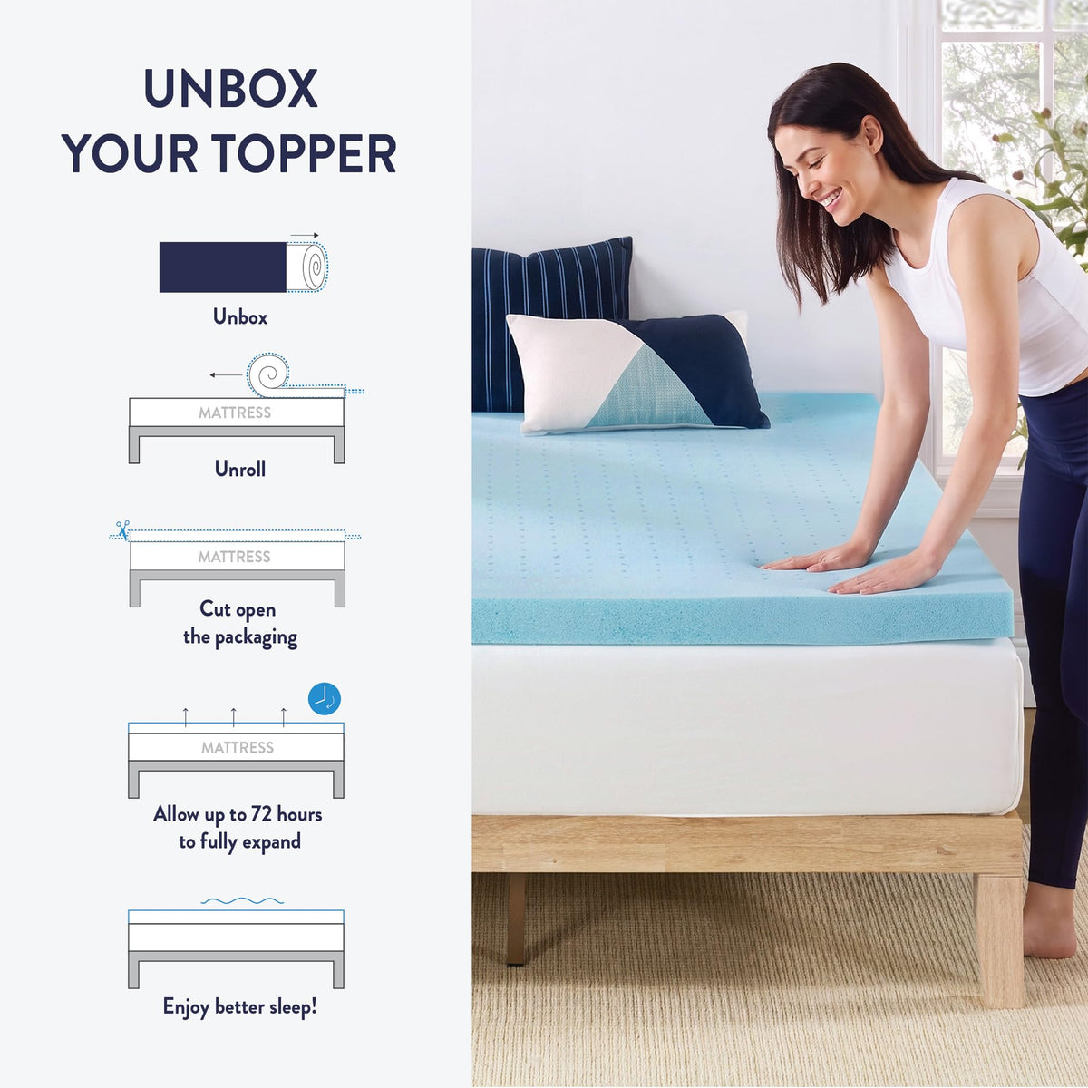 3 Inch Ventilated Memory Foam Mattress Topper, Twin E825304