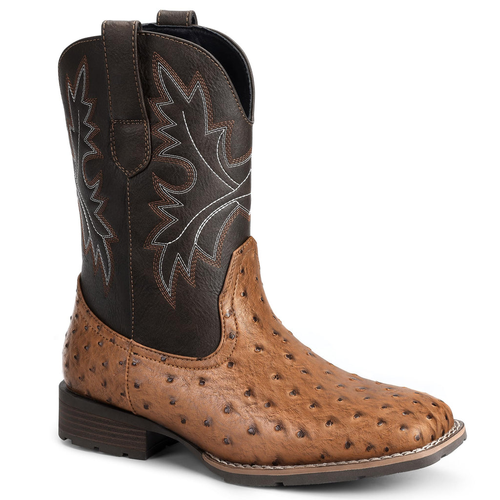 Cowboy Boots for Men with Embroidered Square Toe D30795