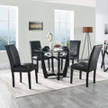 Black Faux Leather Dining Chairs Set of 4 with Wood Legs R611
