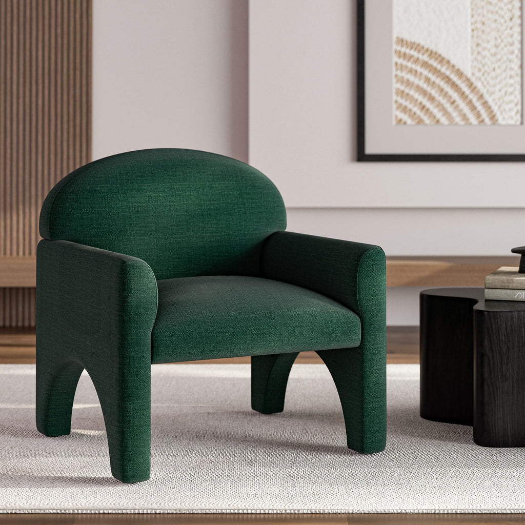Green Upholstered Accent Chair Set of 2 with Rubber Wood Legs W896693