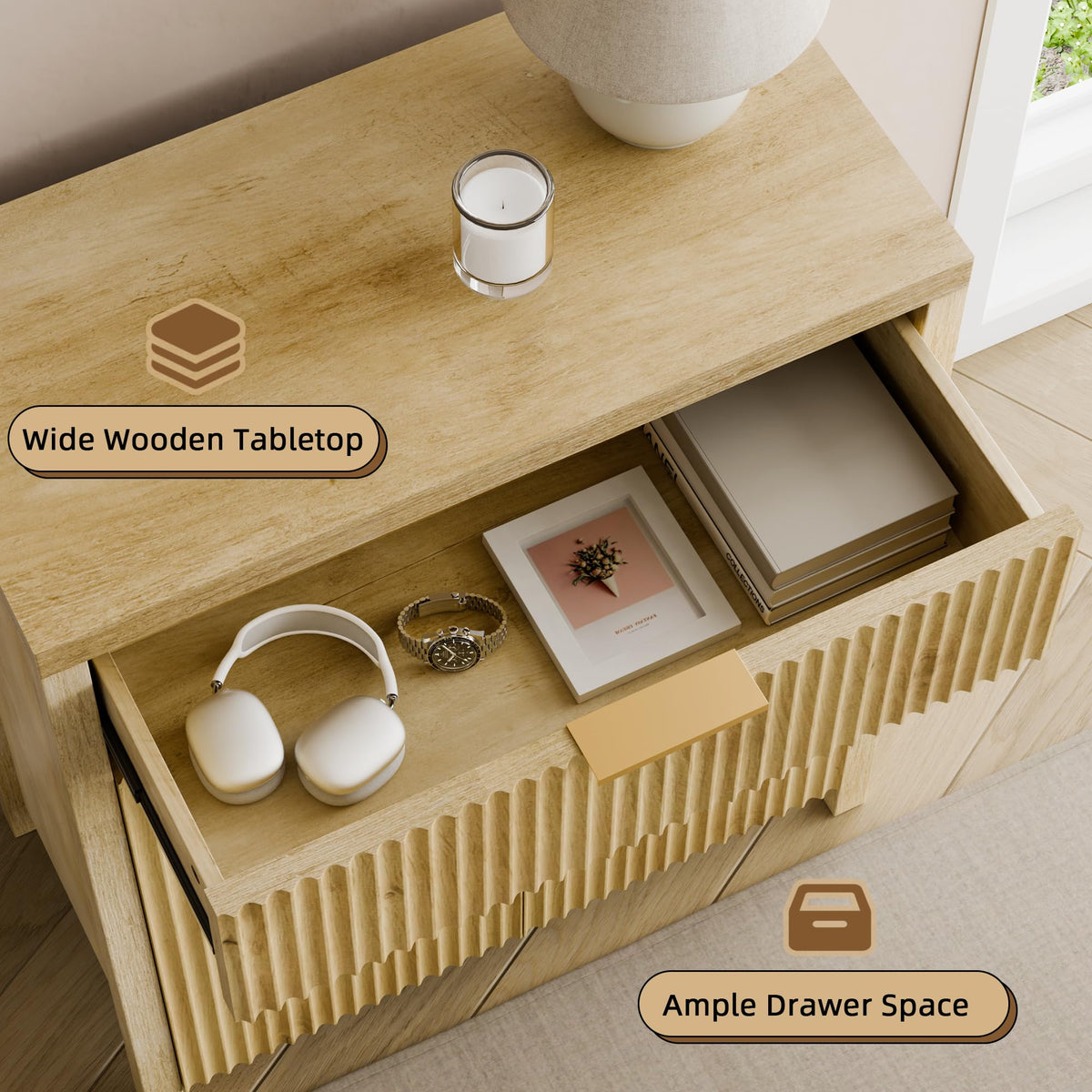 Natural Oak Storage Cabinet with Adjustable Shelves E85573