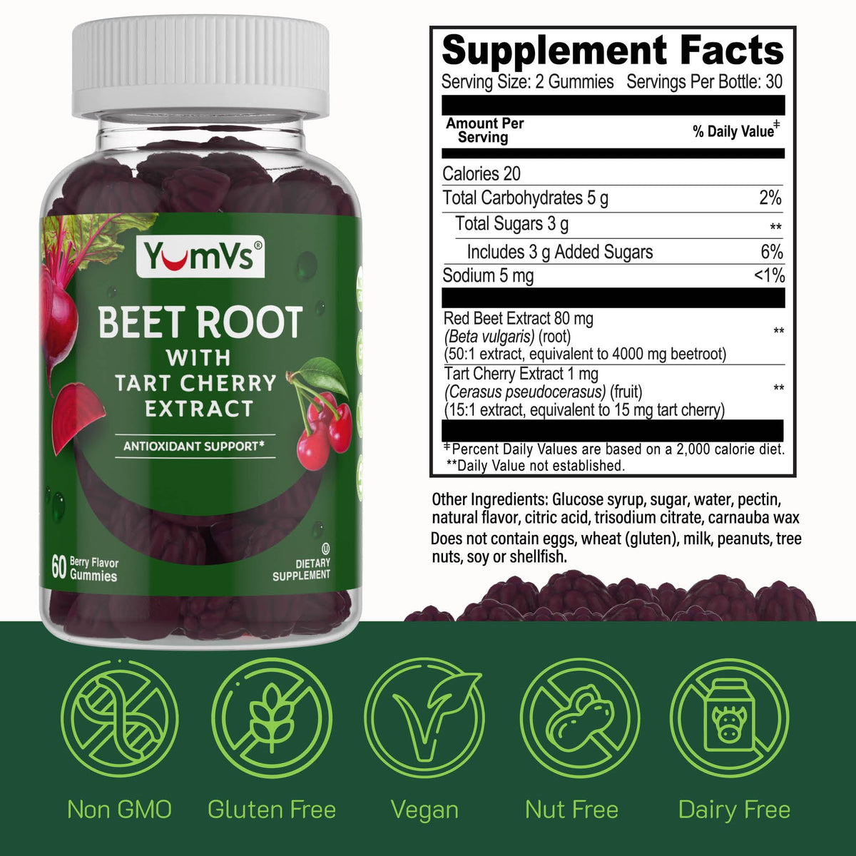 Beet Root Gummies with Tart Cherry 60 Count I50947