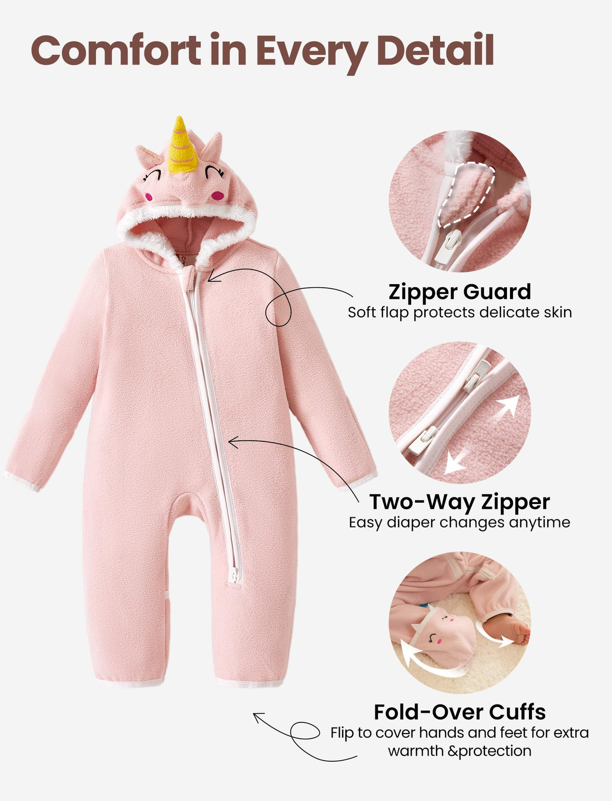 Baby Fleece Hooded Footie 18-24 Months F43132